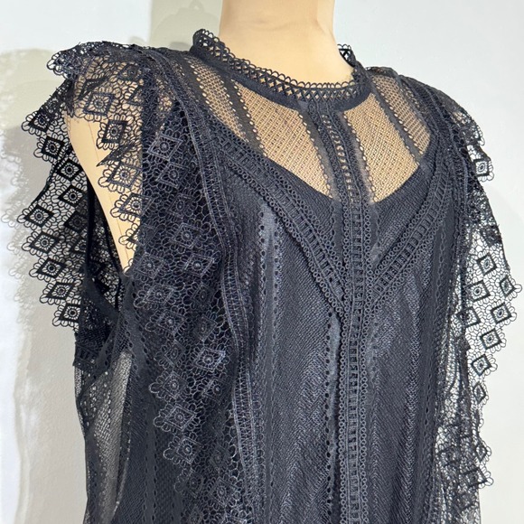 INC International Concept NWT Lace Mock Neck Sleeveless Top Black XXL Whimsigoth - Picture 3 of 13